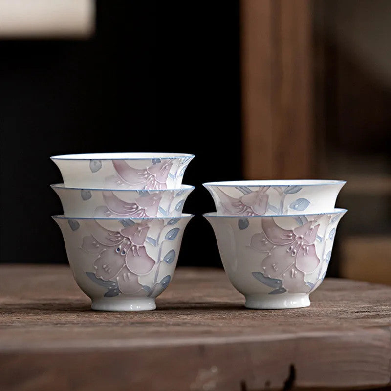 1Pc Chinese White Porcelain Tea Cup Handmade Ceramic Teacup Tea Bowl Cup Tea Set