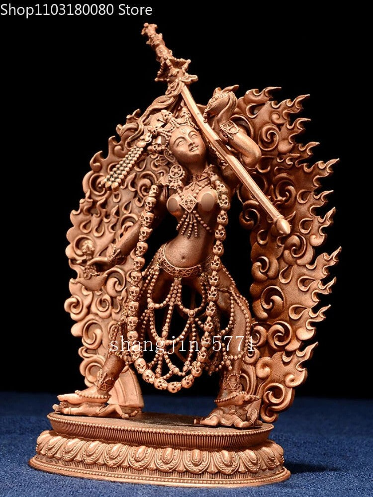 Exquisite Red Copper Carving Vajrayogini Buddha Statue Tibet Buddhism Statue
