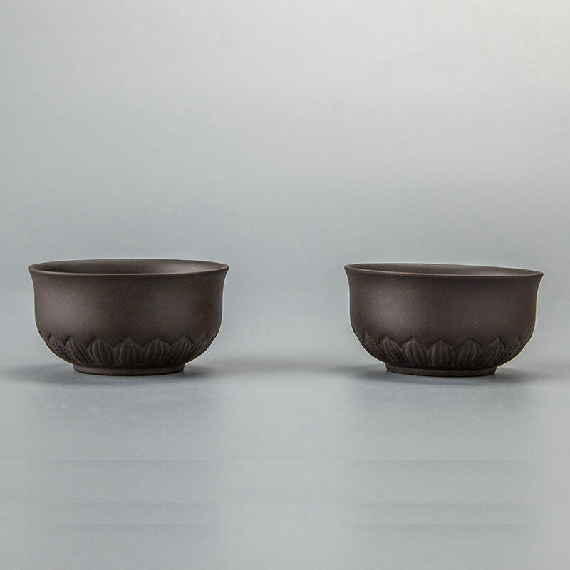 2pcs/lot Real Yixing Zisha Tea Cup 60ml Carved Cup Of Tea Purple Clay Tea Cups
