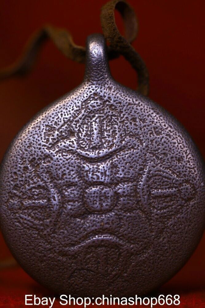 2.4" Rare Old Tibetan Meteorite Iron Buddhism Eight Diagrams Amulet Pendant