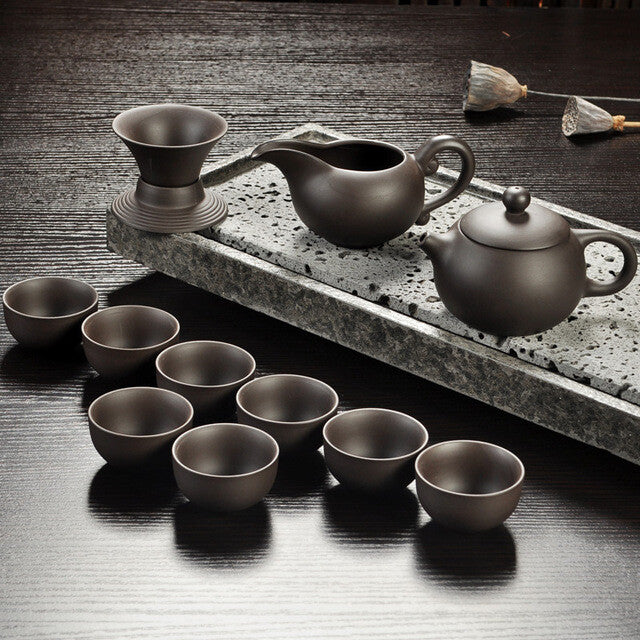 China Kung Fu Purple Sand Teapot Tea Set Ceramic Teapot Cup Handmade Drinkware
