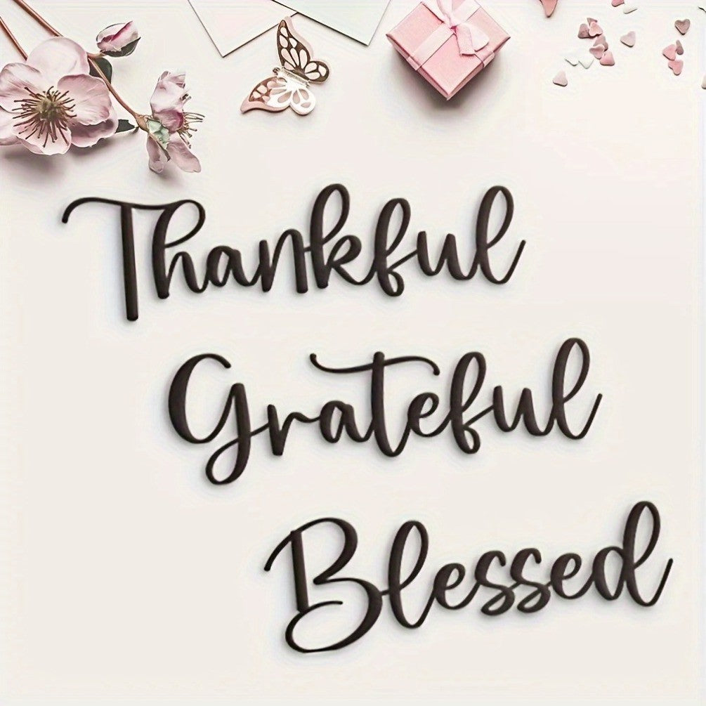 CIFbuy 3PCS Black Gratitude Metal Wall Art - Aesthetic 'Appreciate Life' Decor