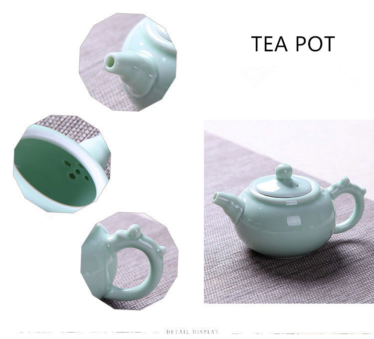 Chinese tea set porcelain tea cups fish relief ceramic tea pot portable tea tray
