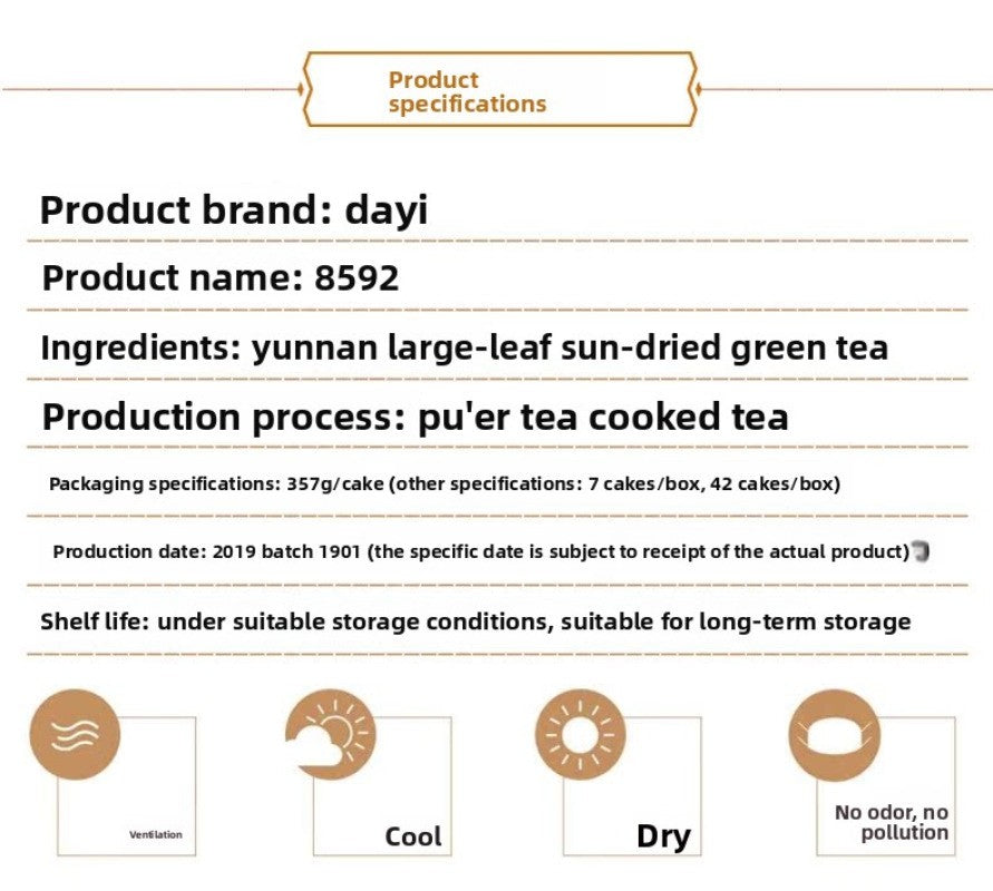 357g Authentic Yunnan Classic 8592 Pu'er Tea Ripe Tea Cake 1901 Qizi Cake Tea