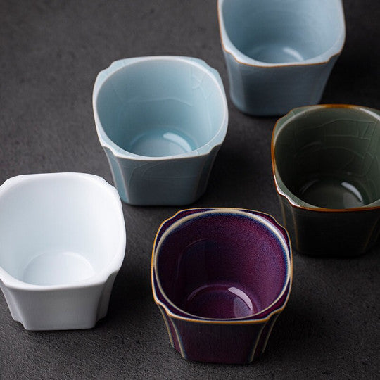 Square Ceramic Teacup Porcelain Tea Cup 50ml