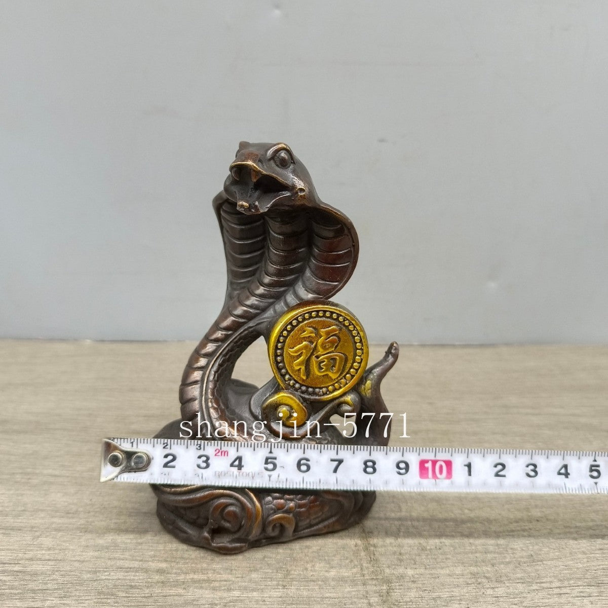 Pair 5" Brass Cobra Snake Statue Artwork Collection Wealth Feng Shui Home Decor