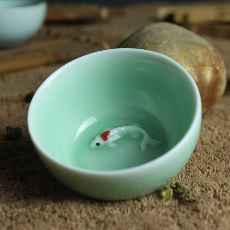 Porcelain Tea Cup Fish Relief Cup Of Tea Chinese Tea Cup Ceramic Cups Creative