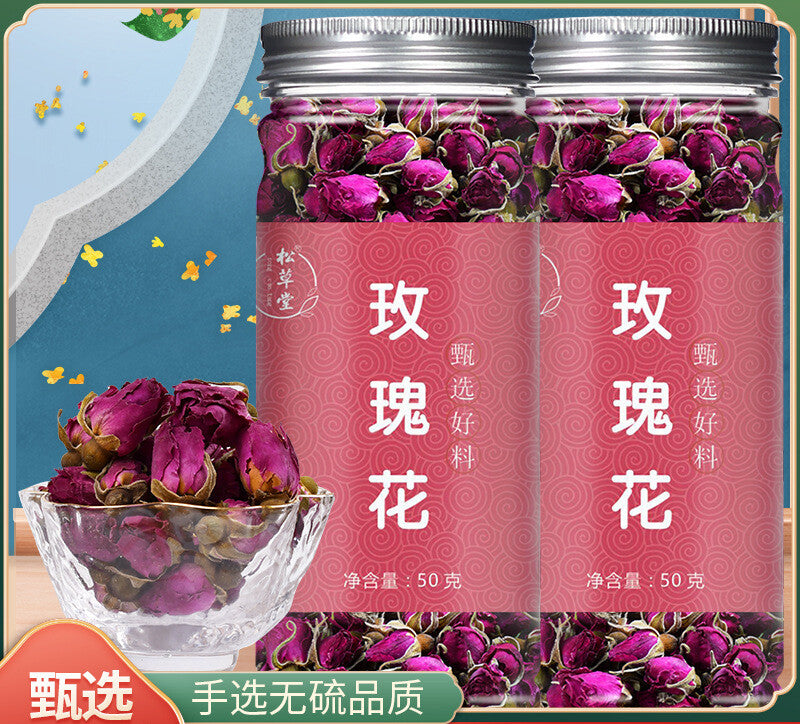 Rose Tea Pingyin Rose Tea Leaves Red Rose Herbal Tea 50g*2 平阴玫瑰花茶