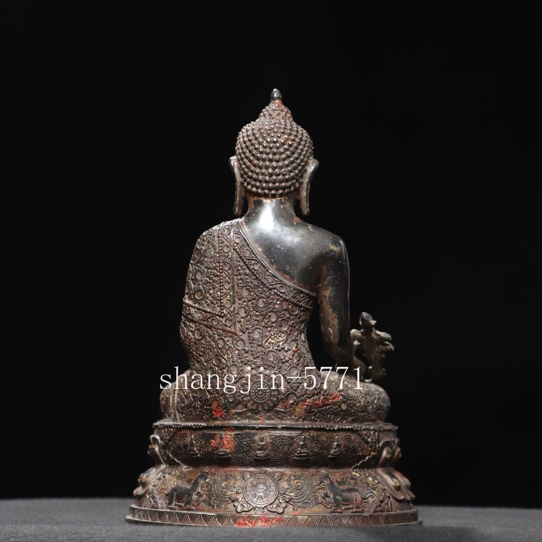 8.6"old Xizang Buddhism Temple Bronze Gilt Sakyamuni Shakya Mani Buddha Statue