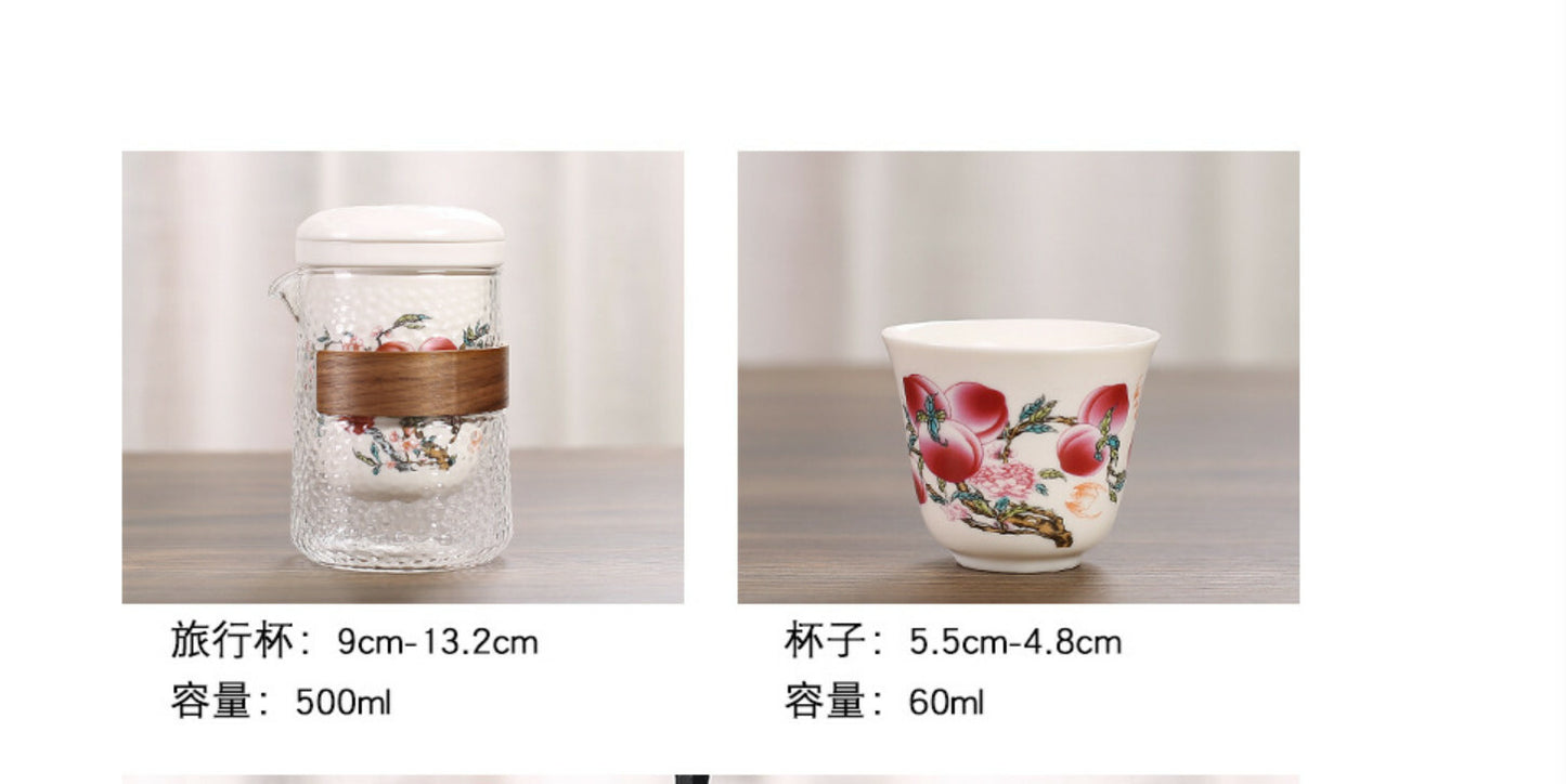 5-piece ceramic teapot kettle fair mug tea cup Pu 'er tea pot portable tray set-