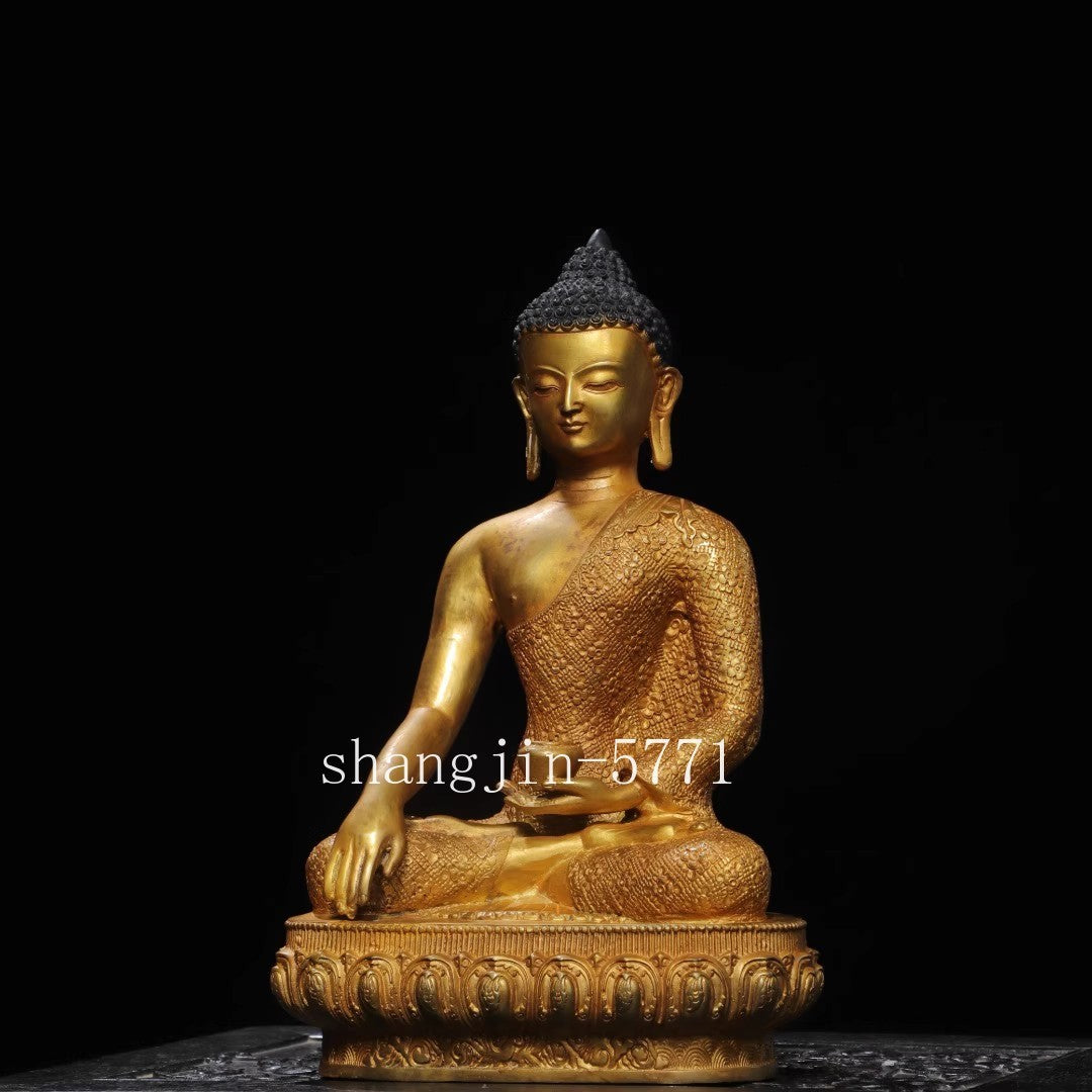 Tibet Buddhism Temple Bronze Gilt Sakyamuni Shakyamuni Medicine Buddha Statue