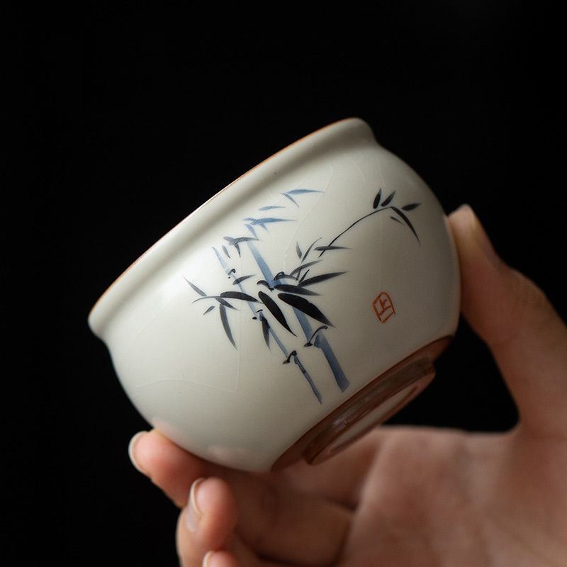 Ru Kiln Master's Cup Single Tea Cup for Sipping Tea Ceramic Kung Fu Tea Set