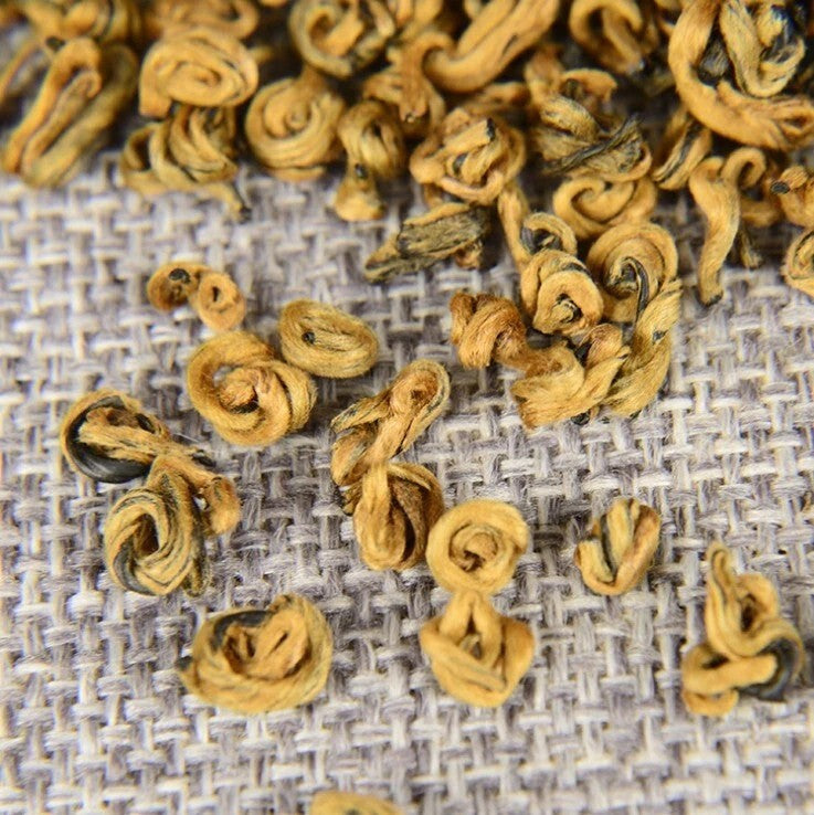 250g Yunnan golden snail black Tea Bi Luo Chun tea,Dian Hong JinSi Snail tea