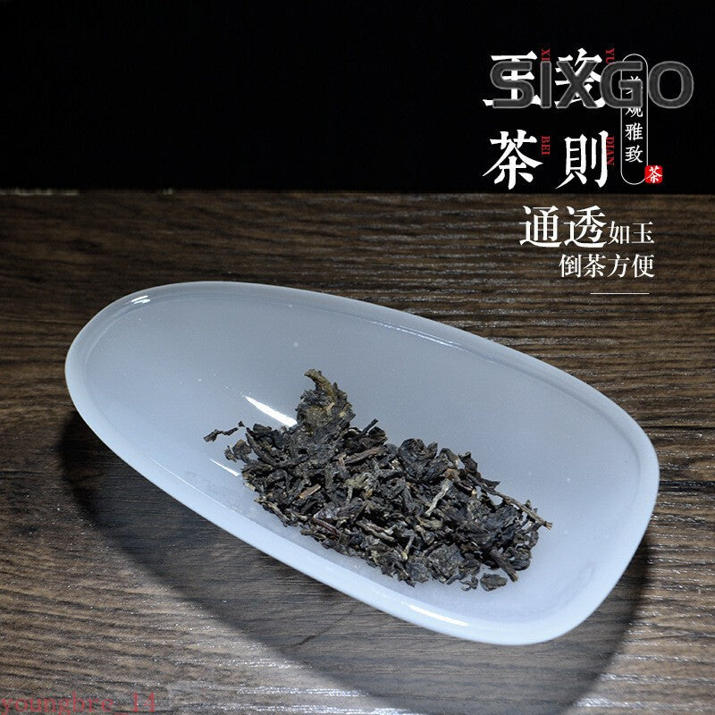 Jade Porcelain Tea Scoop for Pu'er Tea Glass Liu Li Kung Fu Tea Set Accessories