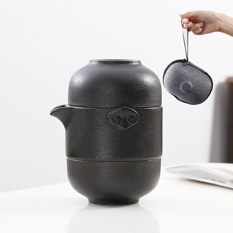 Portable Tea Set With Bag For Travel Pottery Tea Pot Ceramic Cup Kungfu Teasets