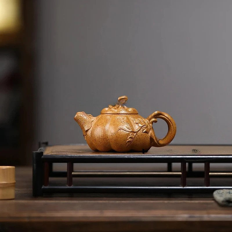 130ml Chinese Yixing Purple Clay Teapot Pumpkin Pot Home Kung Fu Tea Set Teapot