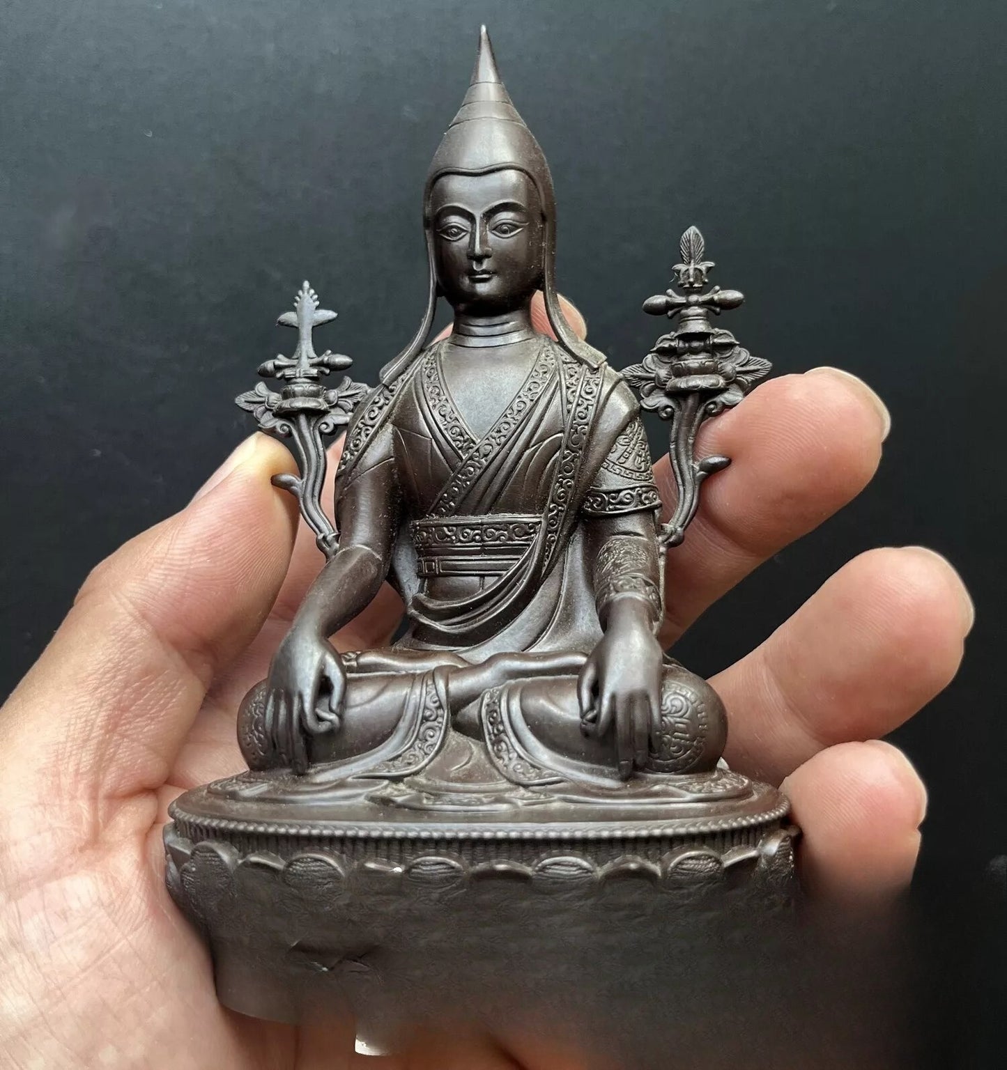 4.8" Brass Tibetan Longchen Rabjampa Statue Longchenpa Buddhism Feng Shui Decors