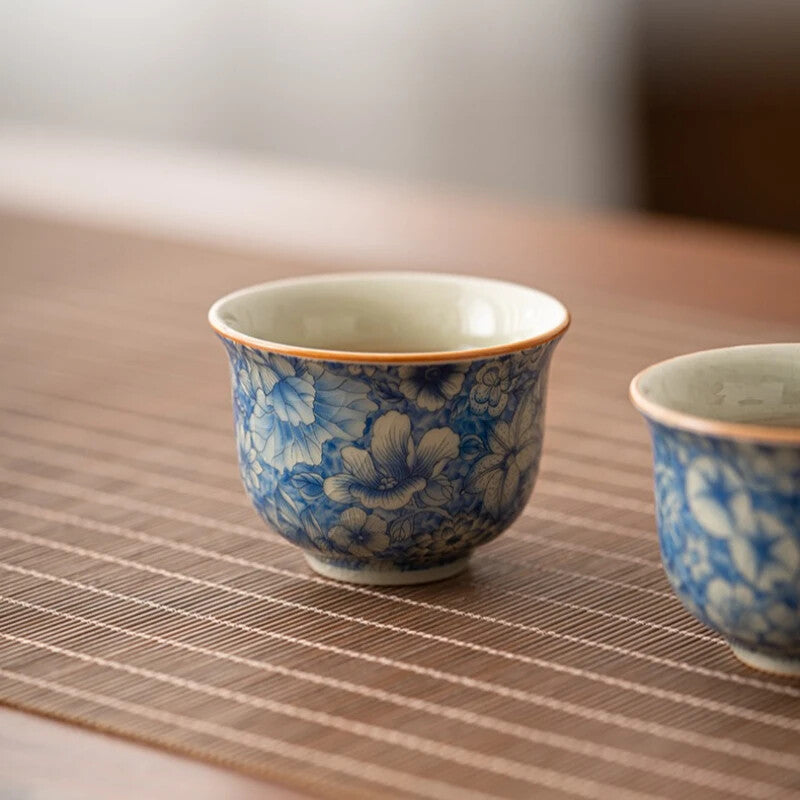 Ceramic Flower Teacups Household Ceramic Tea Cups Personal Use Teacups Tea Set