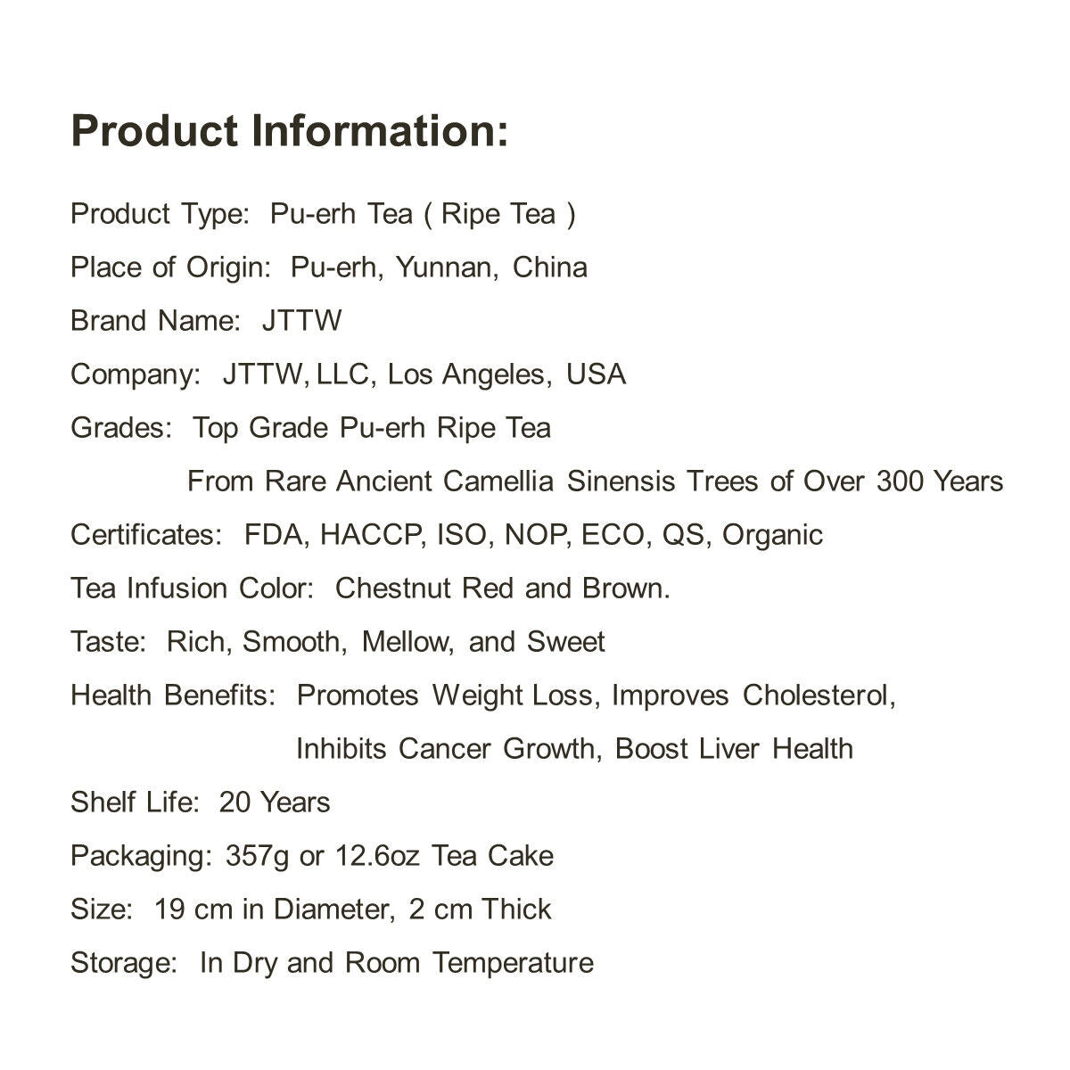 Organic Pu-erh Tea Puer Tea Ripe Tea in 357g Compressed Tea Cake Lose Weight