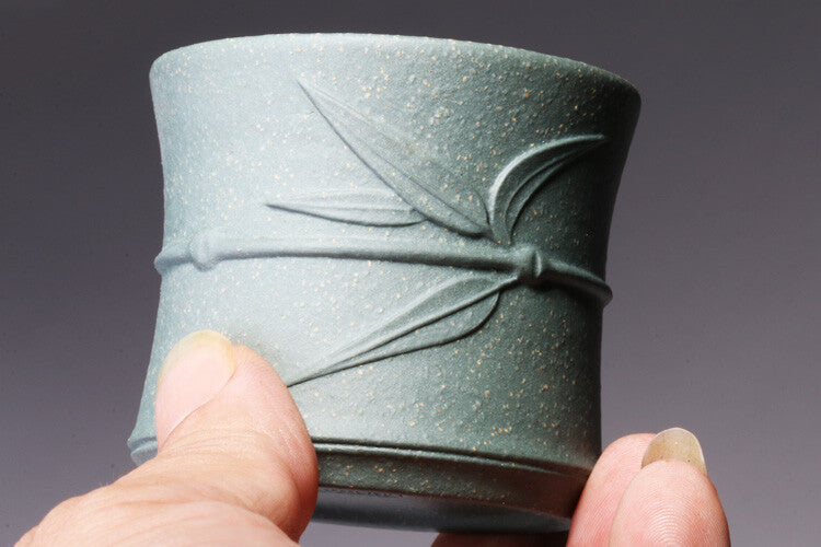Puer Tea Real Yixing Zisha Tea Cup Marked Bamboo Relief Master Cup Of Tea China