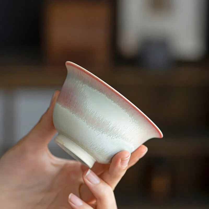 Kiln Change Pink For Tea Chinese Jingdezhen Tureen Teaware Set Tea Bowl Tea Cups