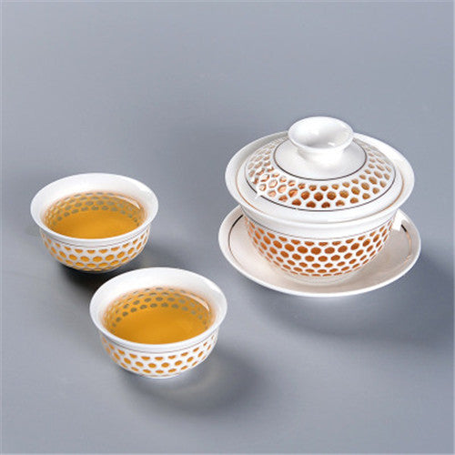 Kungfu Tea Set China Creative Tea Pot Gaiwan Porcelain Matching Tea Cup Pitcher