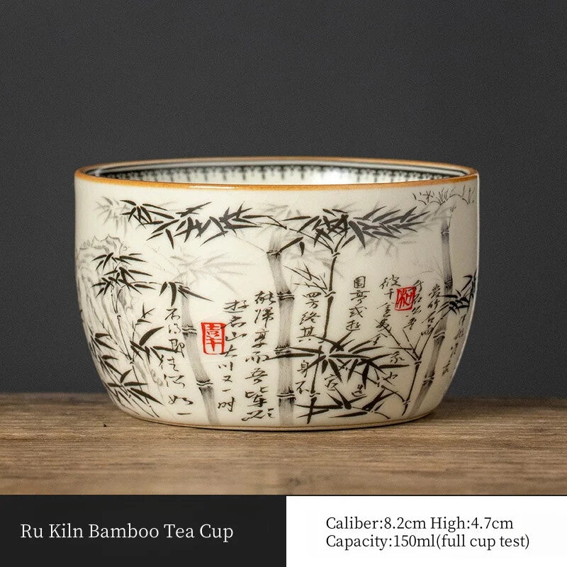 Chinese Tea Cup Master Cup Ru Yao Ceramic Opening Teacup Flowers Teaware