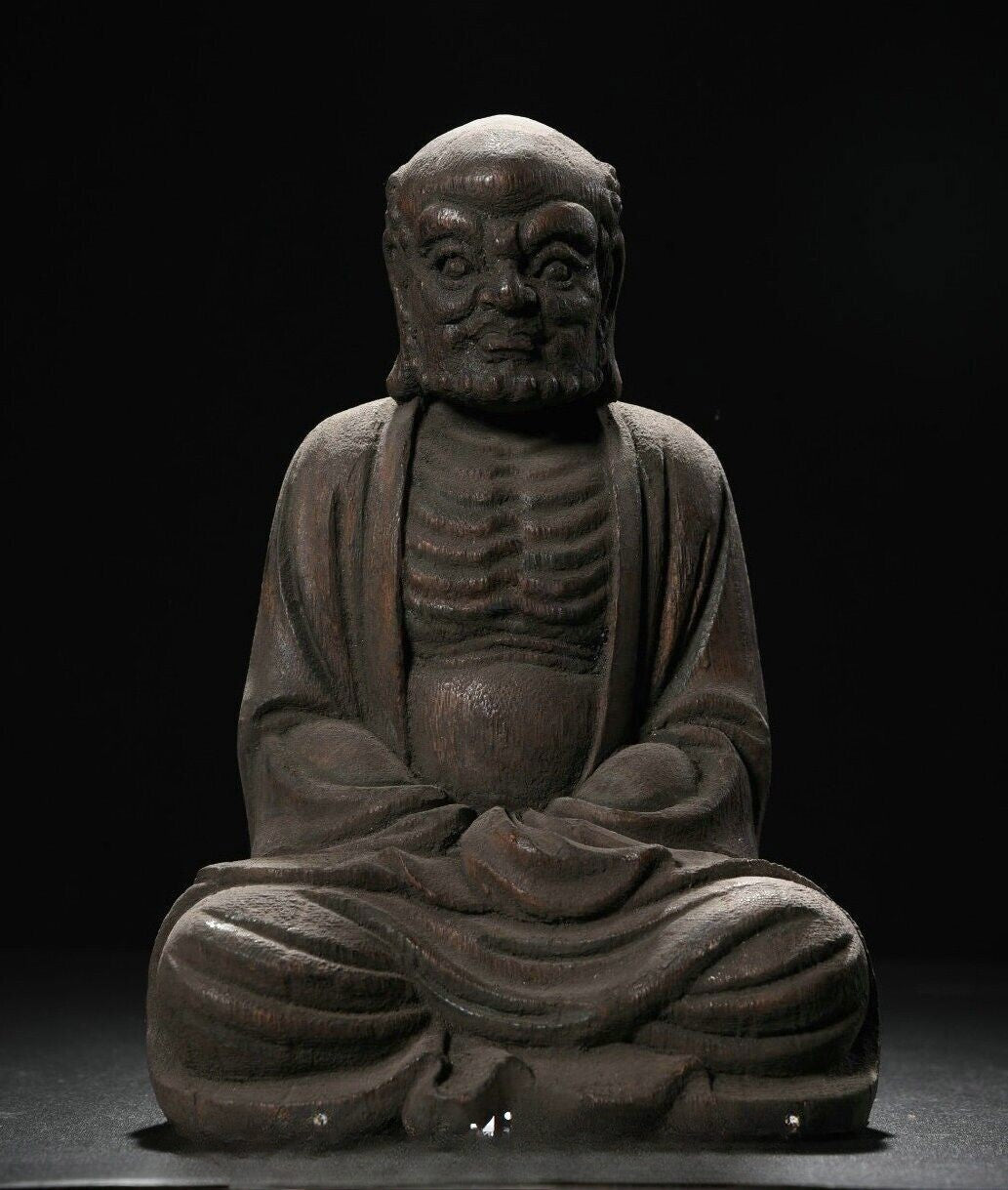 10" Tibet Buddhism Wood Eaglewood Arhat Damo Bodhidharma Dharma Buddha Statue