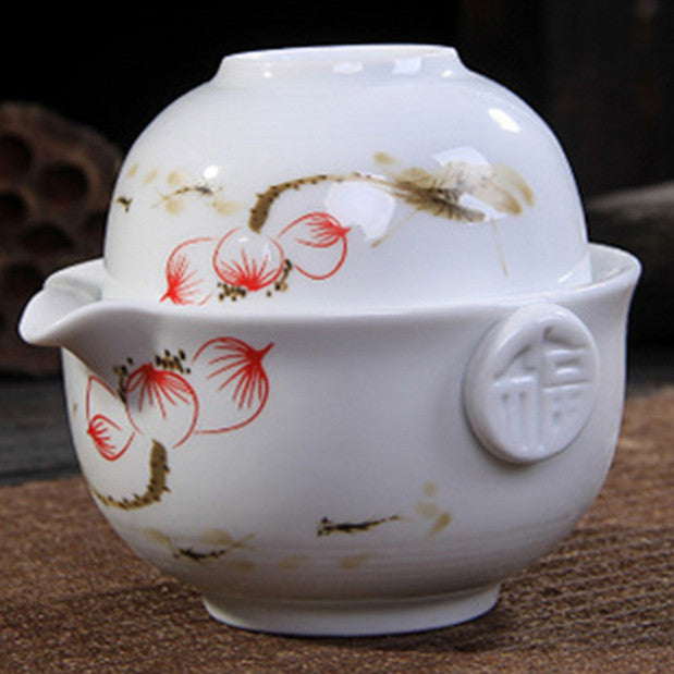 Tea Set Ceramic 1 Tea Pot & 1 Cup Elegant Gaiwan Teapot Porcelain Tea Cup Kettle