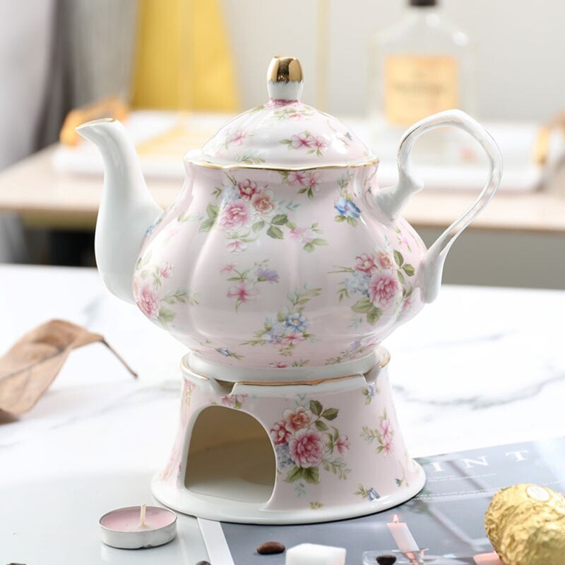 China Teapot 500ML With Heating Base High-Grade Porcelain Tea Warmer Teapot Set