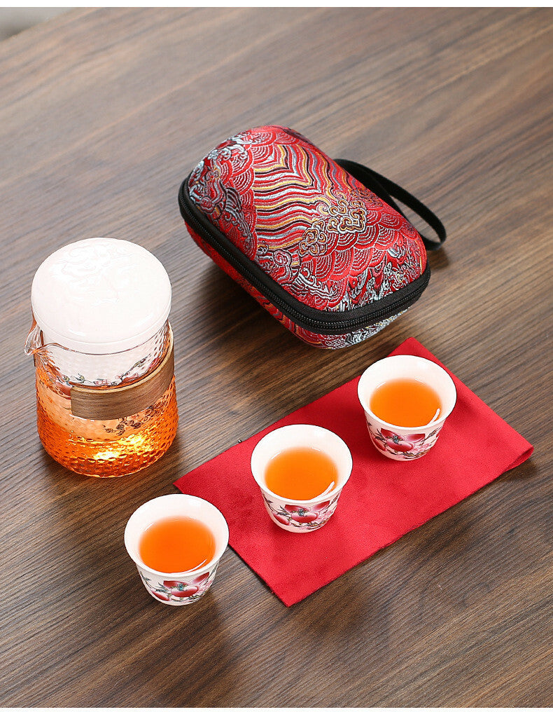 5-piece ceramic teapot kettle fair mug tea cup Pu 'er tea pot portable tray set-