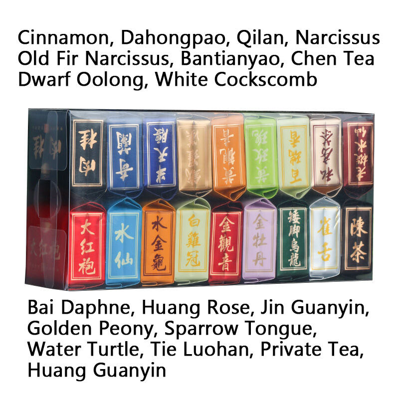 144g 18 Kinds Wuyi Oolong Tea Rock Tea Rougui Da Hong Pao Tea Shuixian Qilan Box