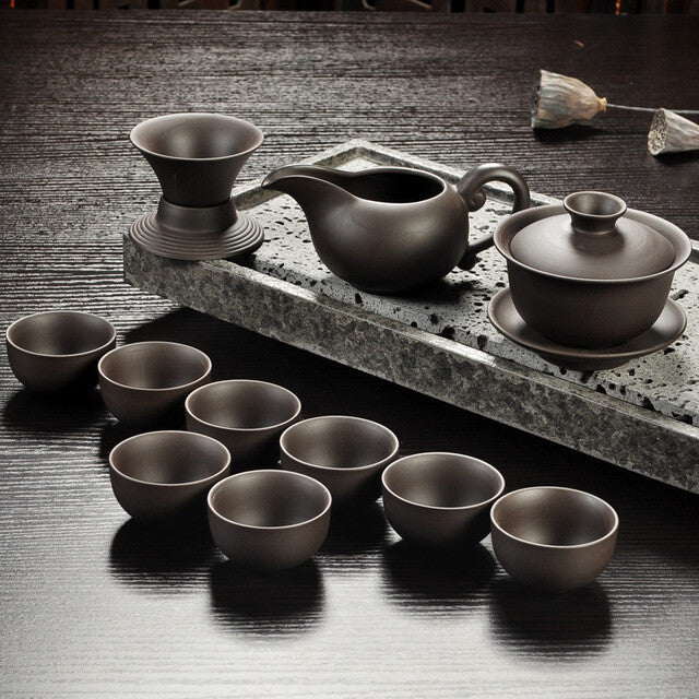 China Kung Fu Purple Sand Teapot Tea Set Ceramic Teapot Cup Handmade Drinkware