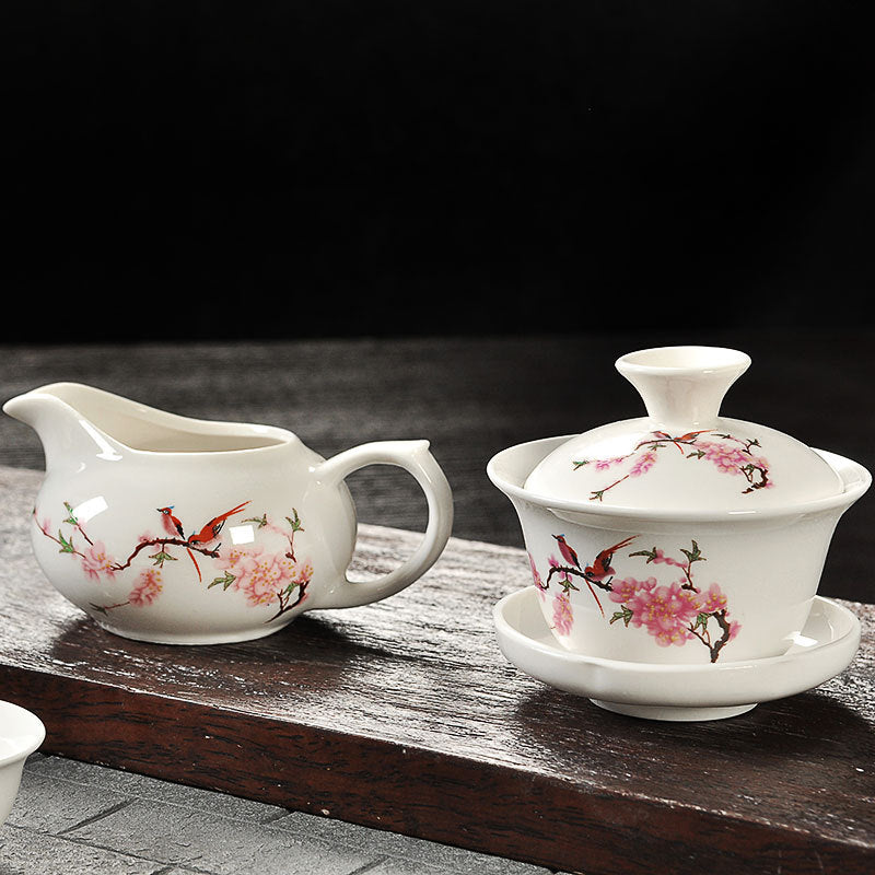 Chinese Kungfu Tea Set Porcelain Gaiwan Tureen Covered Tea Bowl Tea Cup Portable