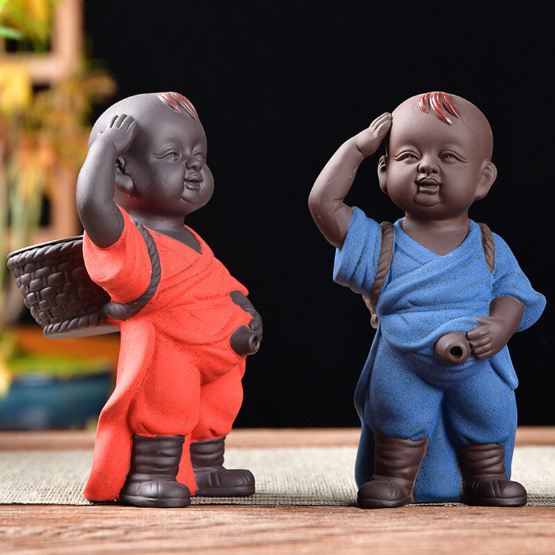 creative tea pet yixing zisha monk pee doll tea strainer boy statue tea play new