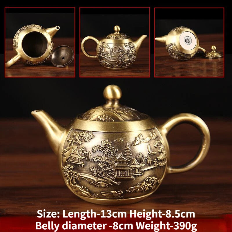 Brass Teapot Water Kettle Home Tea Set Ware Tea Pot Ornaments Handicrafts