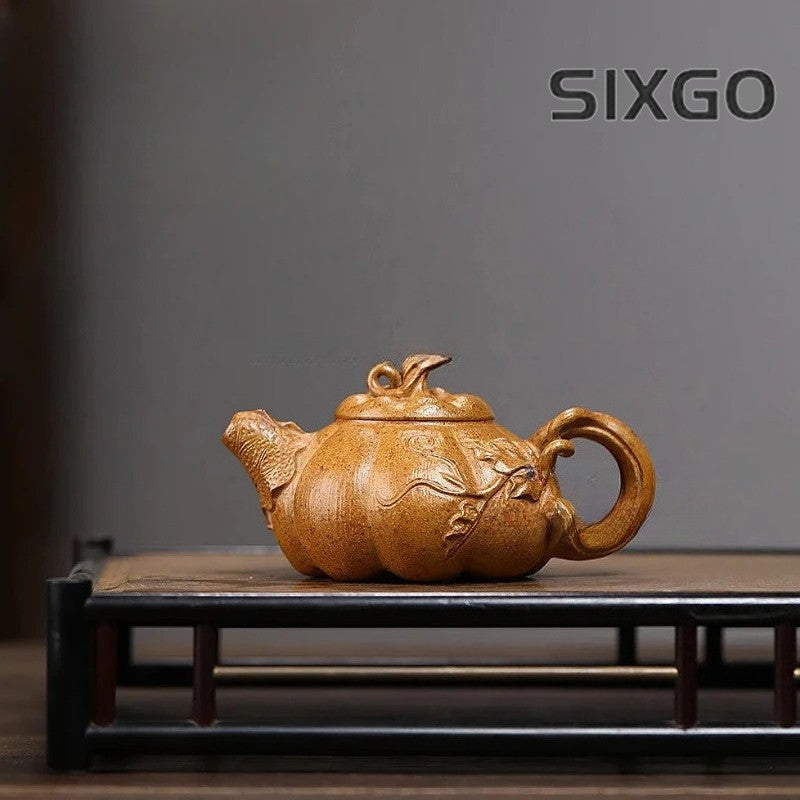 130ml Chinese Yixing Purple Clay Teapot Pumpkin Pot Home Kung Fu Tea Set Teapot