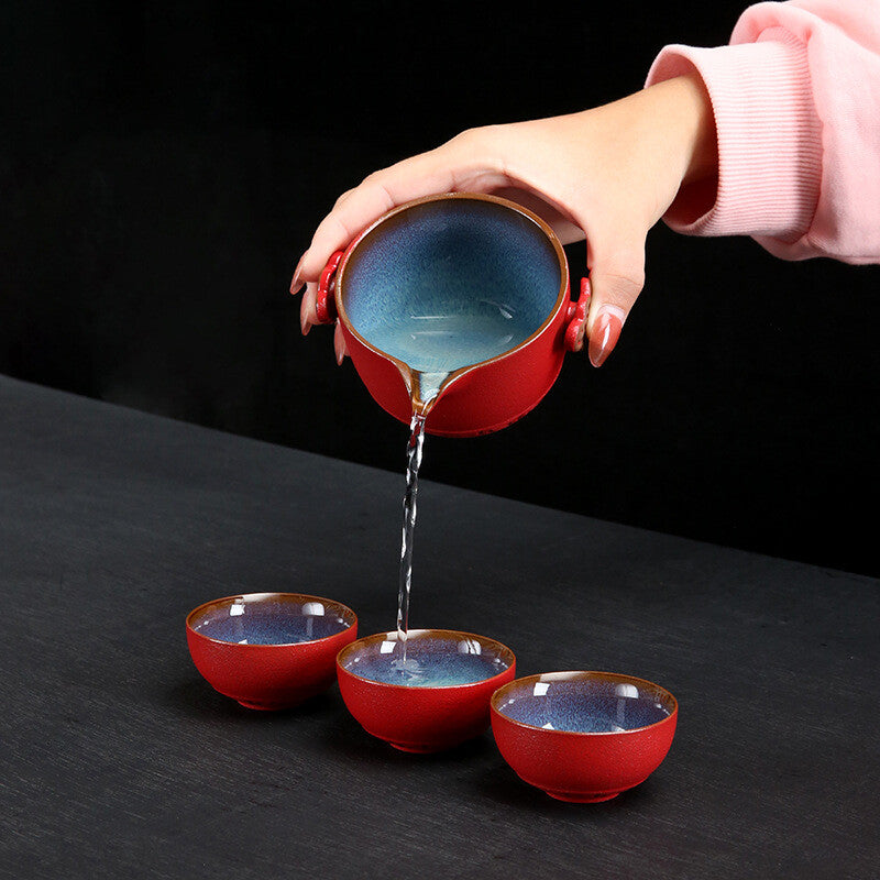 Customize Chinese Kung Fu Teaset Ceramic Portable Teapot Set Travel Gaiwan Tea