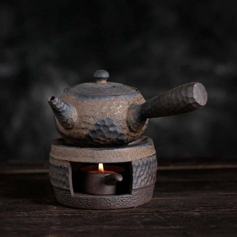 Handmade Teapot Ceramic Retro Tea Heater Candle Stand Tea Stove Kung Fu Teapot