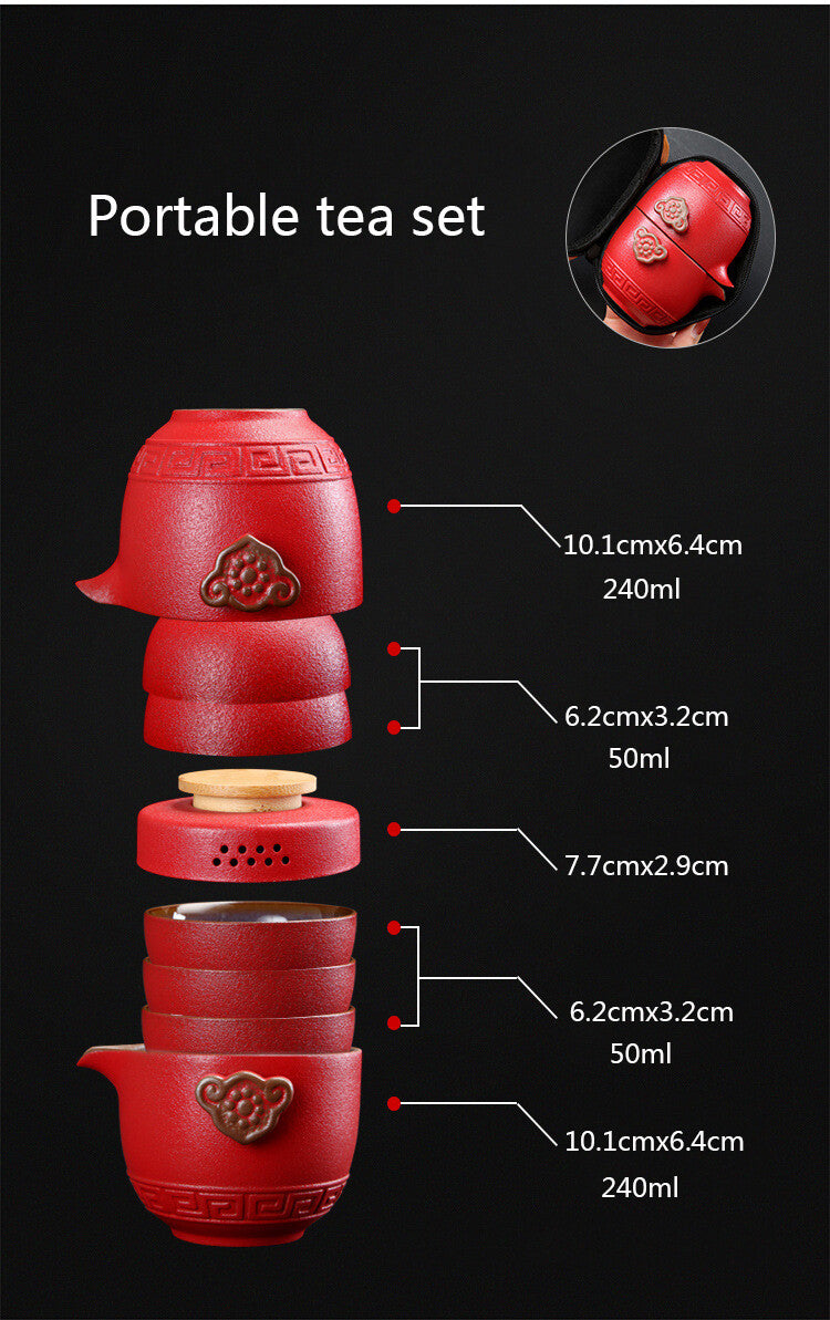 Customize Chinese Kung Fu Teaset Ceramic Portable Teapot Set Travel Gaiwan Tea