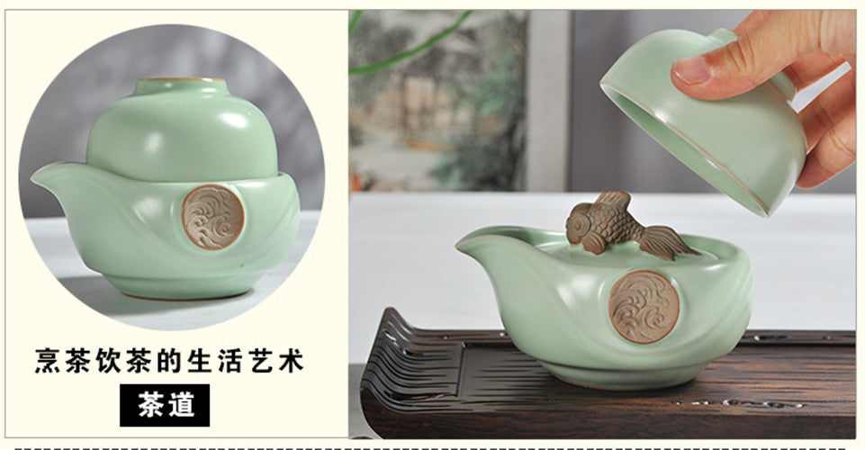 Portable Tea Set Porcelain Tea Pot With Cup For Courtyard Tea Set Travel Tea Set