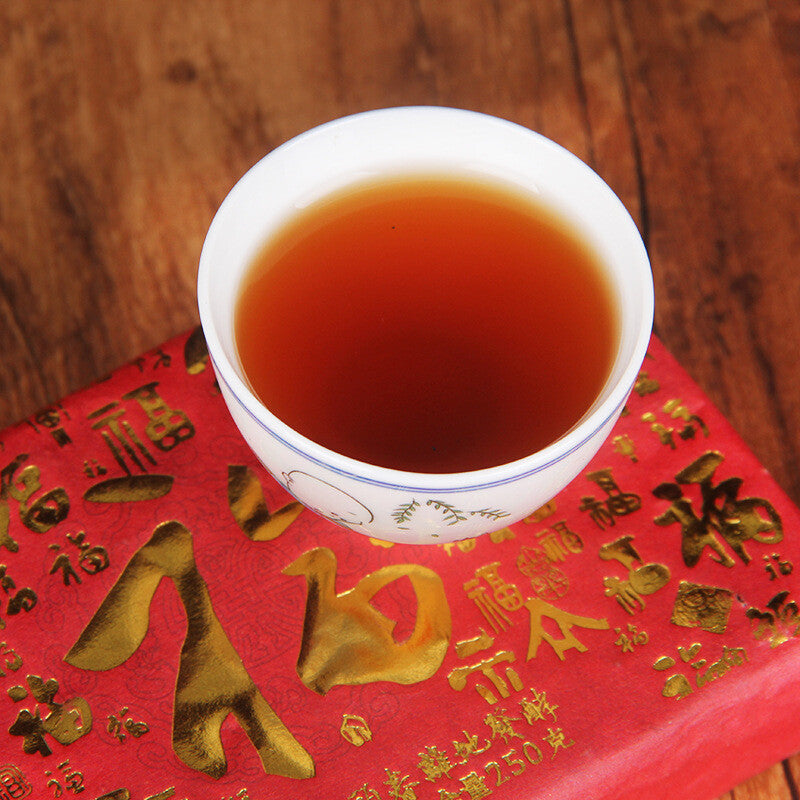 250g Menghai Old Ripe Tea Brick 2017 Ancient Tree Aged Pu'er Tea Tea Brick