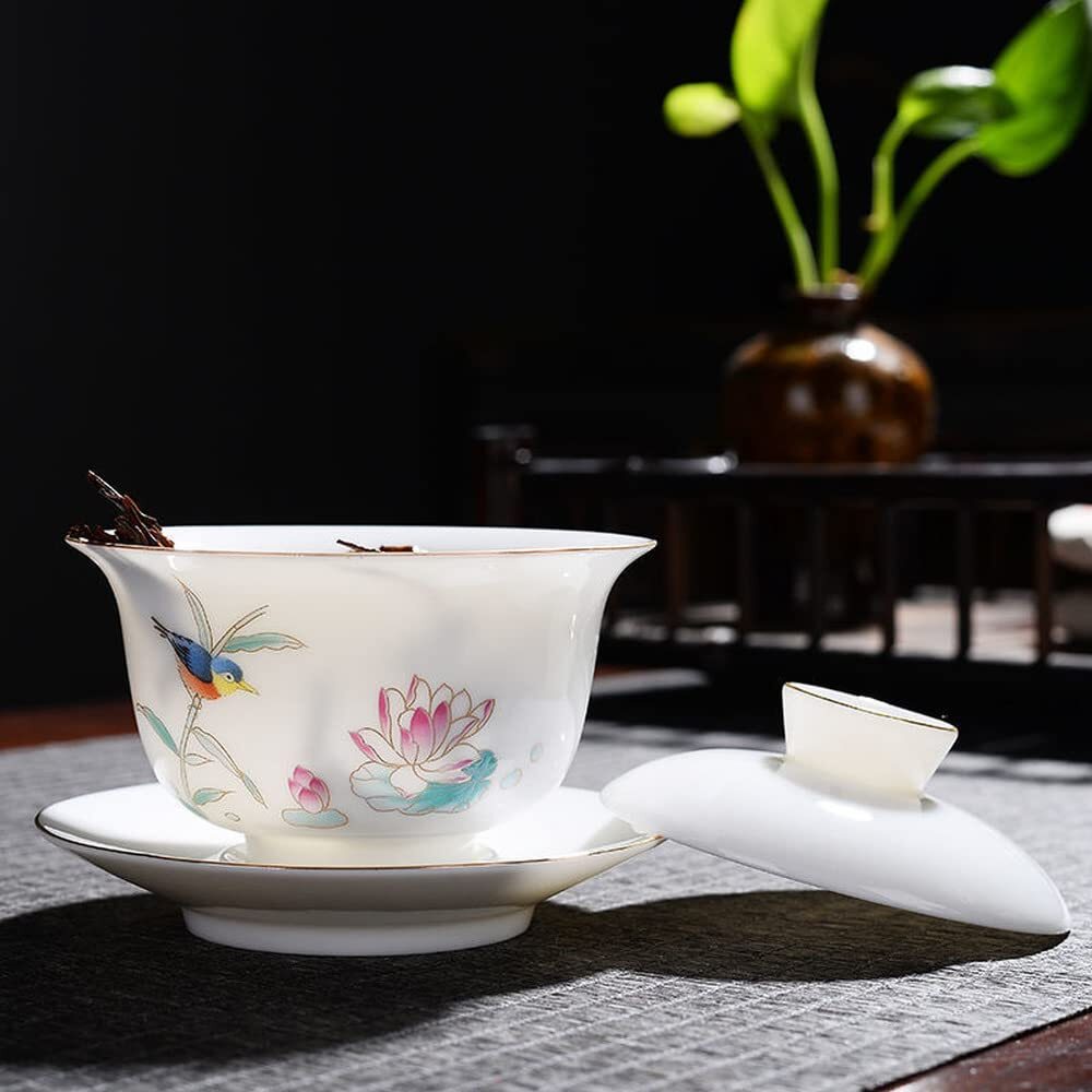 170ml Dehua Gaiwan Ceramic Home Kung Fu Tea Cup Bowl Tea Set Tureen Tea