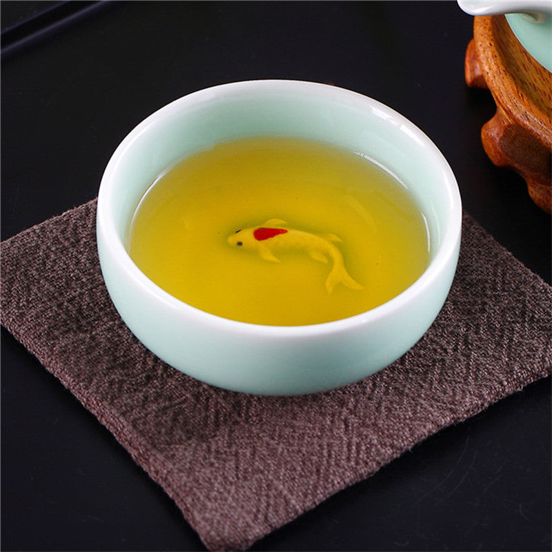 Porcelain Tea Cup Fish Relief Cup Of Tea Chinese Tea Cup Ceramic Cups Creative