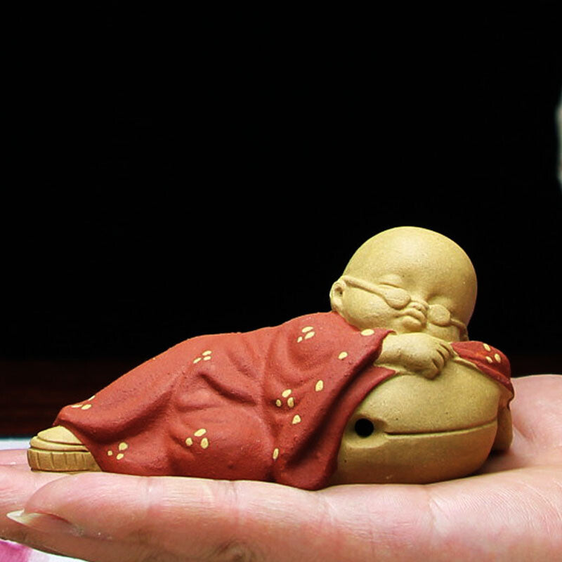 Tea Pet Yixing Zisha Purple Clay Monk Creative Funny Tea Play For Tea Party New