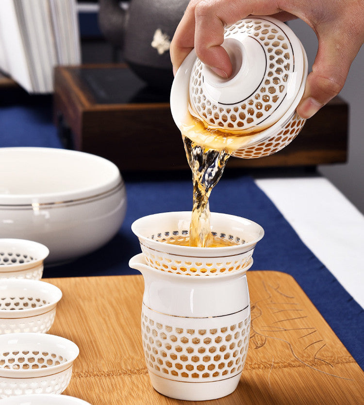 Kungfu Tea Set China Creative Tea Pot Gaiwan Porcelain Matching Tea Cup Pitcher