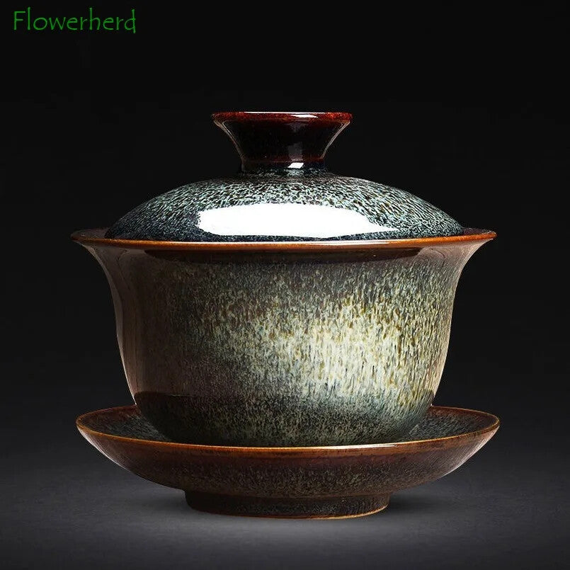 160ml Ceramic Kung Fu Tea Set Kiln Change Gaiwan Tea Bowl Tea Cup Home Tea Maker