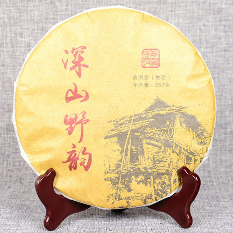 Ripe Tea Pu'er Tea Yunnan Tea Deep Mountain Wild Rhyme Ripe Seven Cakes Tea 357g