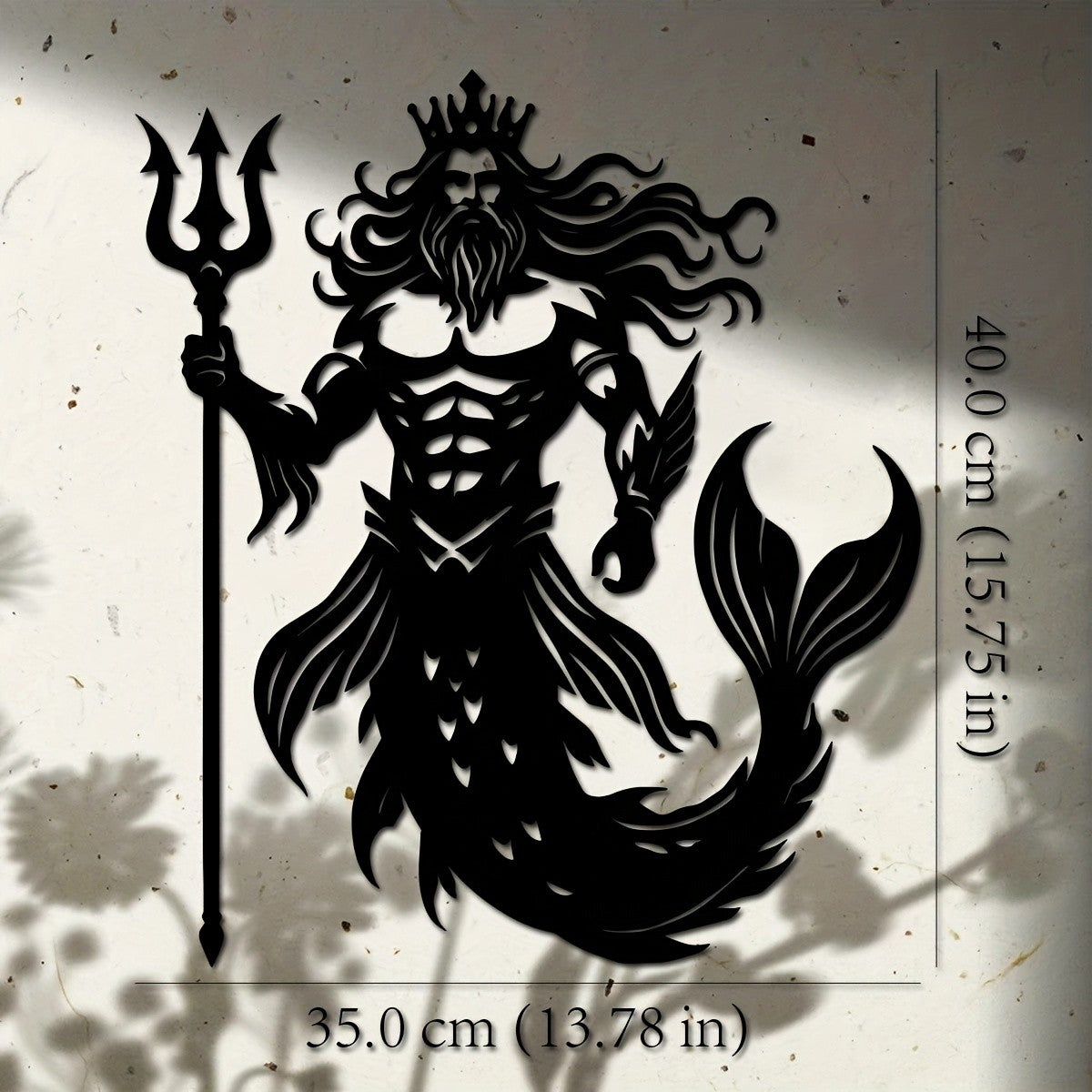 Nautical Metal Merman Wall Art - Intricate Poseidon Trident for Modern Home
