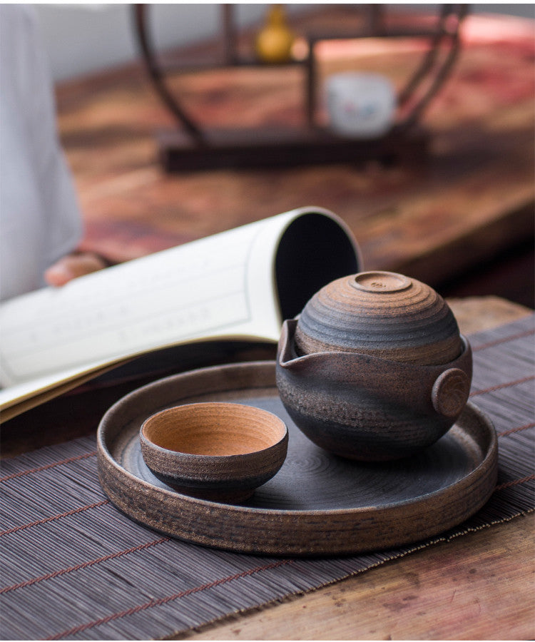 Ceramic Teapot & Two Tea Cup Set Travel Portable Kung Fu Tea Set Tea Ceremony